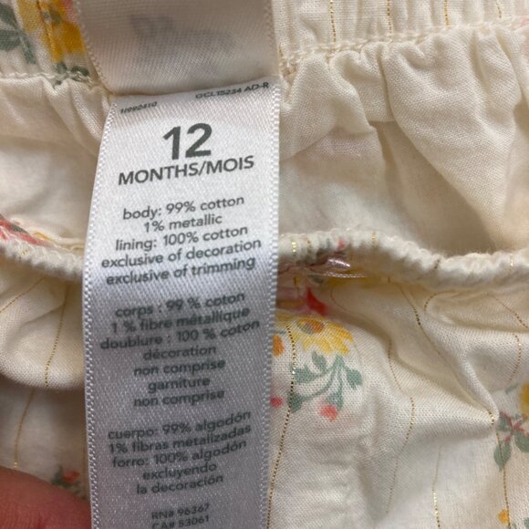 Baby B'Gosh Shorts Bloomers Toddler 12 months Floral Gold Glitter Bottoms - Picture 4 of 5